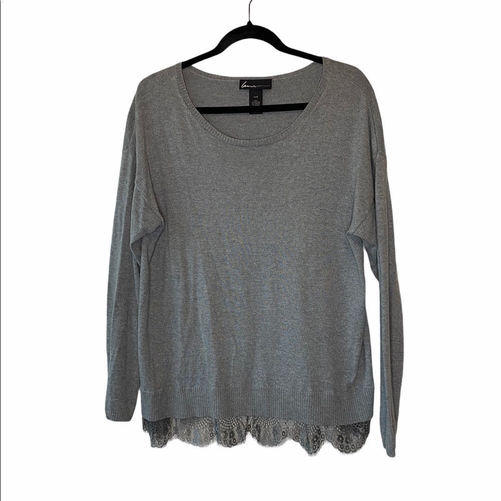 Lane Bryant Grey Sweater With Lace trim